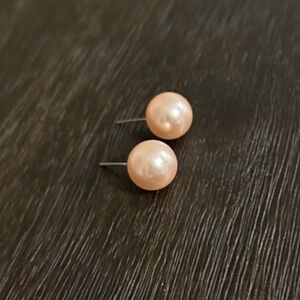 Pink Faux Pearl Stud Earrings | Classic Bridal Bridesmaid Coquette